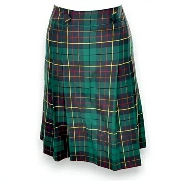 Pendleton Dresses & Skirts - Vintage Pendleton Christmas Holiday Blue Green Red Plaid Pleated Wool Skirt 16 P